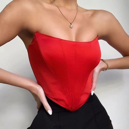 Sleeveless Off-Shoulder Velvet Corset Crop Top – Sexy Fashion Vest