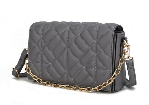 Ursula Quilted Vegan Leather Crossbody Bag with Detachable Chain Strap