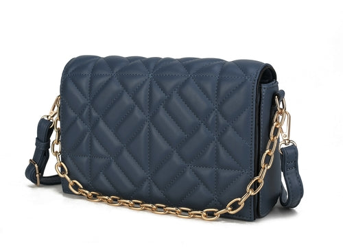 Ursula Quilted Vegan Leather Crossbody Bag with Detachable Chain Strap