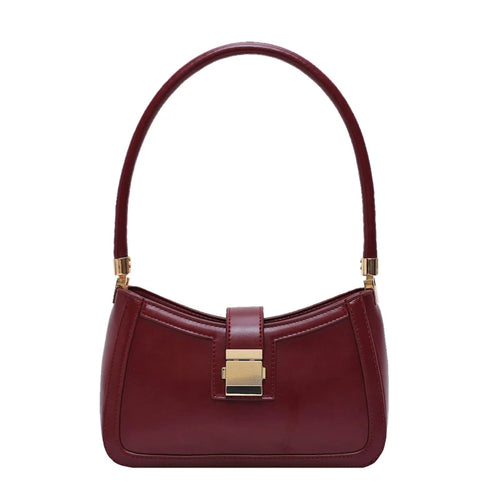 Solid Colour PU Leather Shoulder Bag for Women