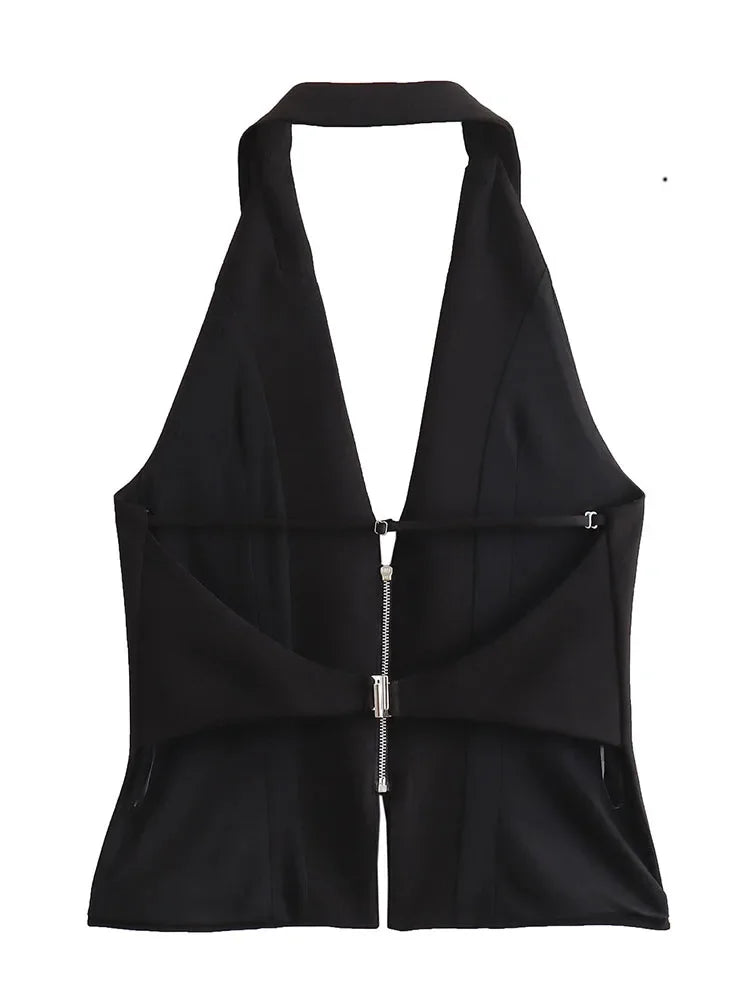 Women’s Sexy Backless Strapless Halter Corset Top – Side Zipper Design