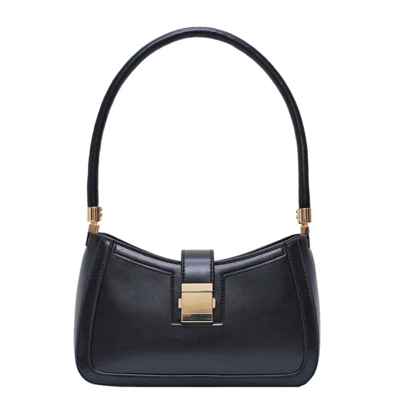 Solid Colour PU Leather Shoulder Bag for Women