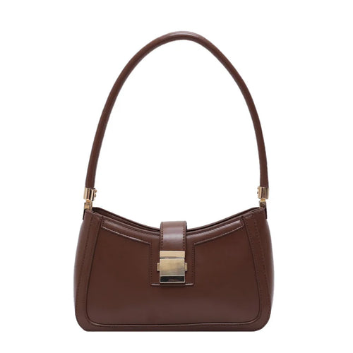 Solid Colour PU Leather Shoulder Bag for Women