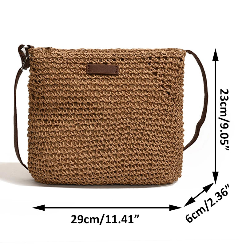 Bohemian Straw Beach Bag for Women - High Capacity Handmade Shoulder Bag